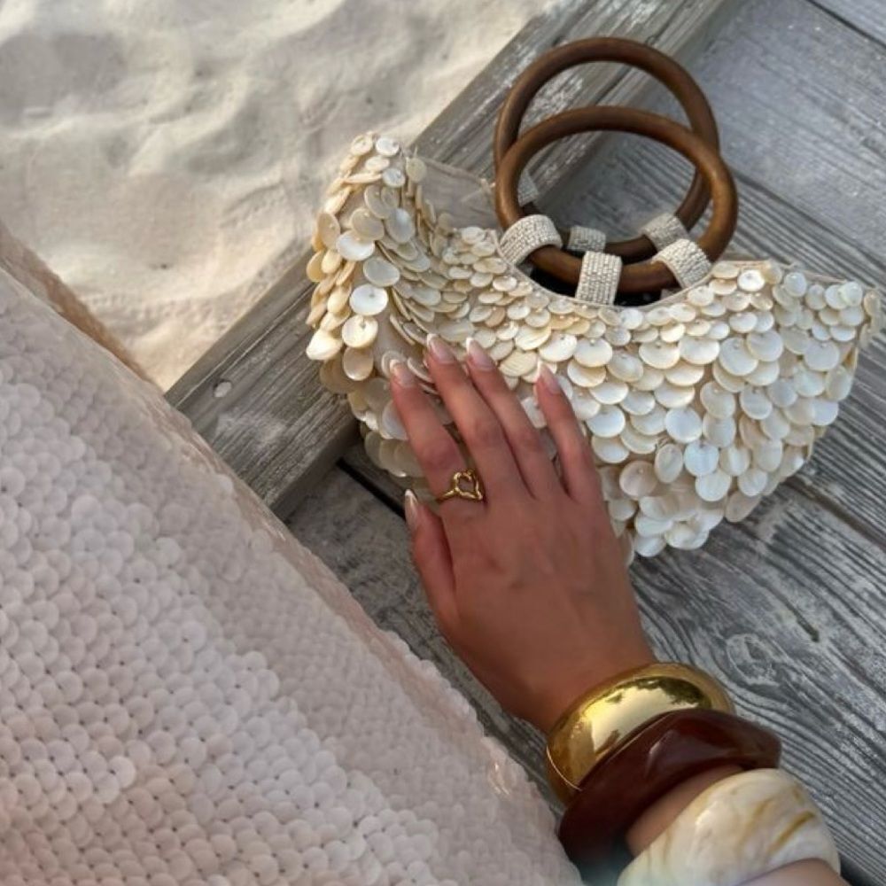 Beaded seashell bag